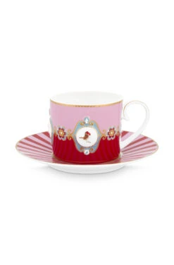Pip Studio Love Birds Tasse & Untertasse Medaillon Red-Pink