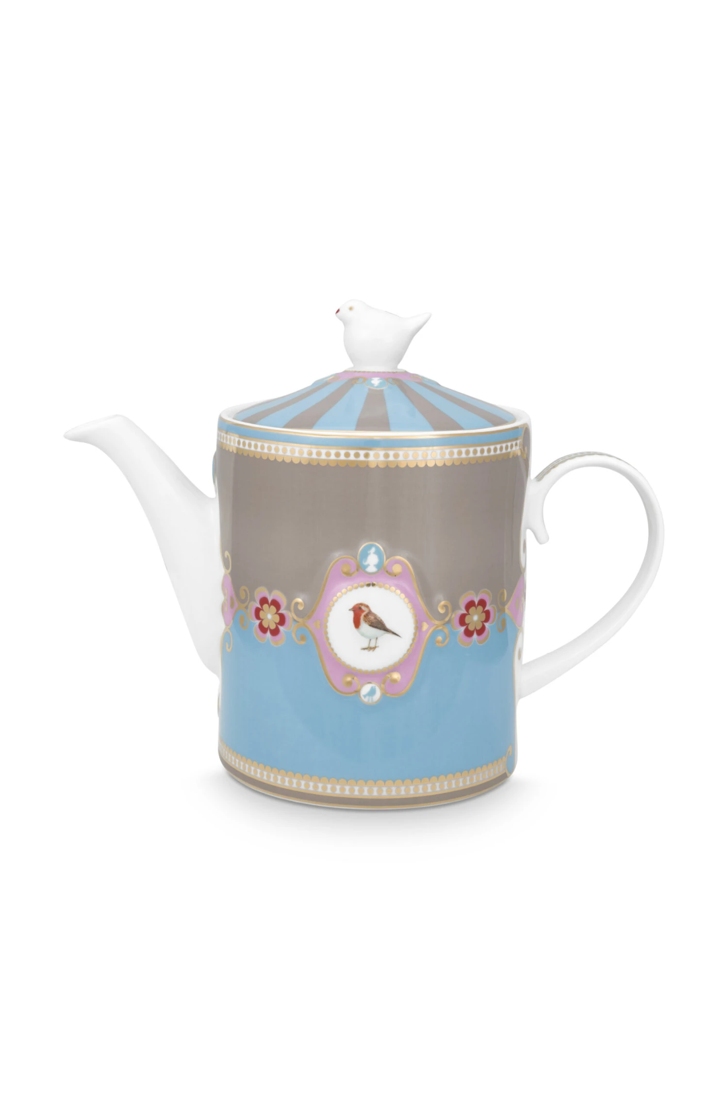 Pip Studio Love Birds Teekanne Medaillon Blue-Khaki 1 Pip Studio Love Birds Teekanne Medaillon Blue-Khaki