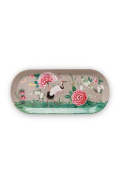 Pip Studio Blushing Birds Khaki Tortenteller Rechteckig