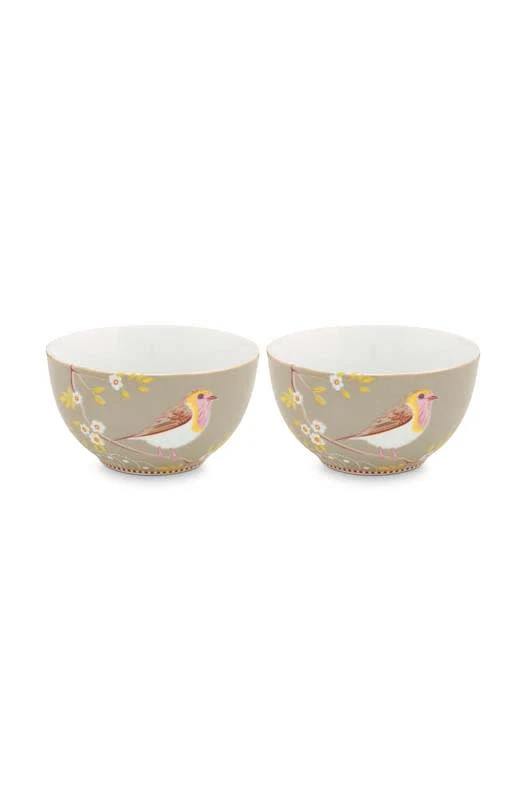 Pip Studio 2er-set: Geschirr "Bowl Early Bird" In Kaki - (D) 18 Cm 1 Pip Studio 2er-set: Geschirr "Bowl Early Bird" In Kaki - (D) 18 Cm