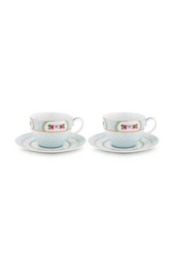 Pip Studio 2er-set: Geschirr "Cups & Saucers Blushing Birds" In Weiß - 280 Ml