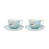 Pip Studio 2er-set: Geschirr "Cups & Saucers Early Bird" In Blau - 280 Ml