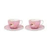 Pip Studio 2er-set: Geschirr "Cups & Saucers Early Bird" In Rosa - 280 Ml