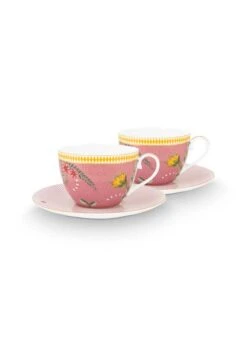 Pip Studio 2er-set: Geschirr "Cups & Saucers La Majorelle" In Rosa - 280ml