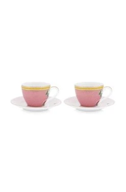 Pip Studio 2er-set: Geschirr "Espresso Cups & Saucers La Majorelle" In Rosa - 120ml