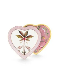 Pip Studio 2er-set: Geschirr "Heart Shape Plates La Majorelle" In Rosa (D) 21.5cm