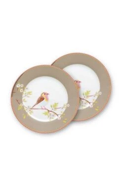 Pip Studio 2er-set: Geschirr "Plates Early Bird" In Kaki - (D) 21 Cm