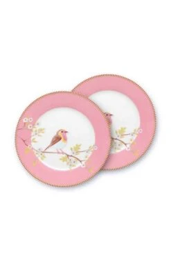 Pip Studio 2er-set: Geschirr "Plates Early Bird" In Rosa - (D) 21 Cm
