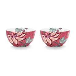 Pip Studio 2er-set: Geschirr "Set/2 Bowls Flower Festival" In Rosa - (D) 15cm