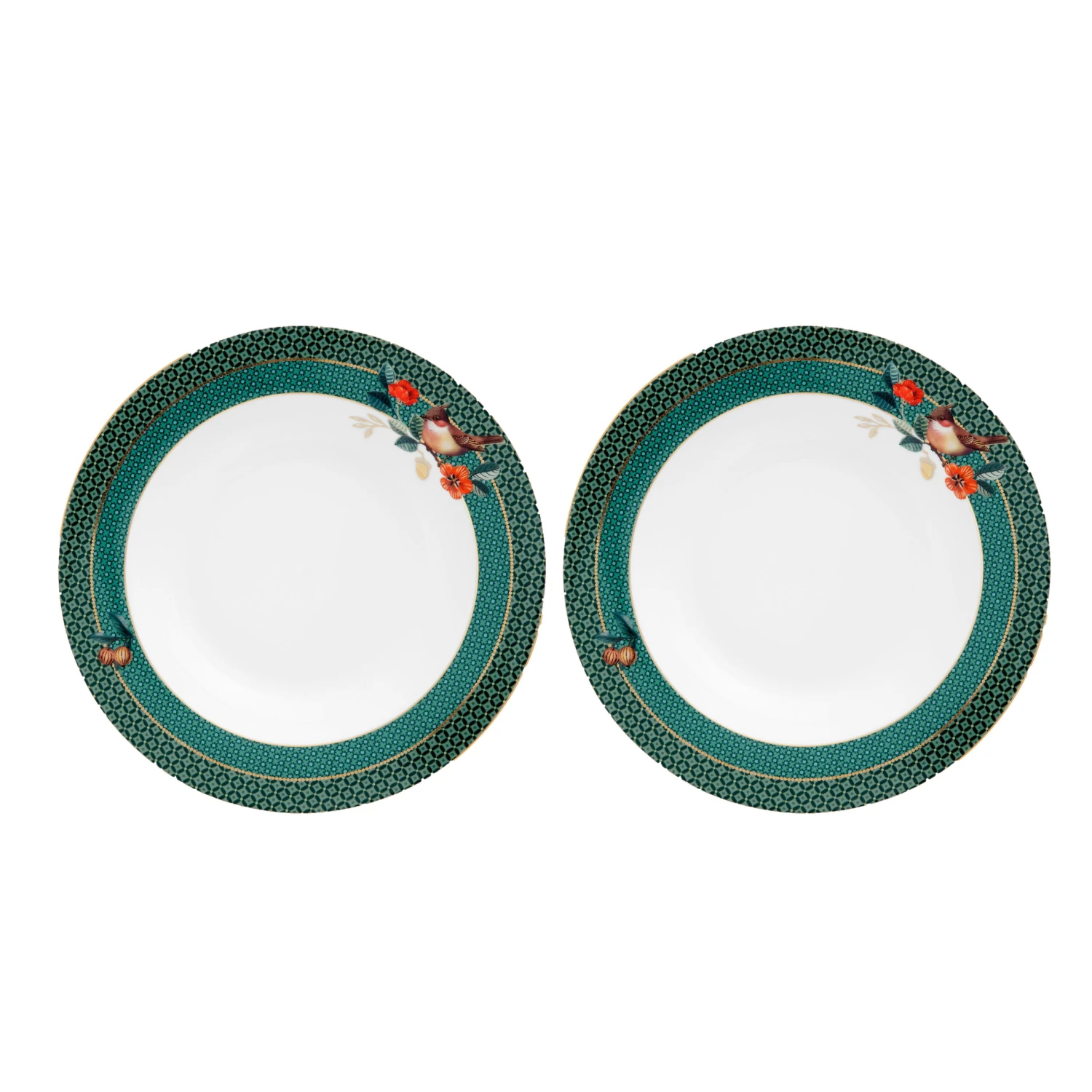 Pip Studio 2er-set: Geschirr "Set/2 Deep Plate Winter Wonderland" In Grün - 21.5cm 1 Pip Studio 2er-set: Geschirr "Set/2 Deep Plate Winter Wonderland" In Grün - 21.5cm