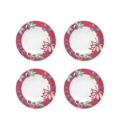 Pip Studio 2er-set: Geschirr "Set/2 Deep Plates Flower Festival Deco" In Rosa - 21.5cm