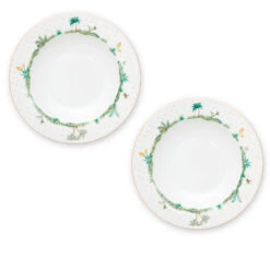 Pip Studio 2er-set: Geschirr "Set/2 Deep Plates Jolie Gold Dots" In Weiß - 21,5cm