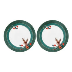 Pip Studio 2er-set: Geschirr "Set/2 Plate Winter Wonderland" In Grün - 26,5cm