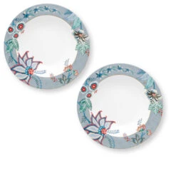 Pip Studio 2er-set: Geschirr "Set/2 Plates Flower Festival Deco" In Blau - 21.5cm