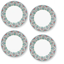 Pip Studio 2er-set: Geschirr "Set/2 Plates Flower Festival Deco" In Blau - 21cm