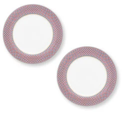 Pip Studio 2er-set: Geschirr "Set/2 Plates Flower Festival Deco" In Blau - 26,5cm