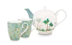 Pip Studio 3tlg: Geschir "Tea Set Jolie Flowers" In Blau