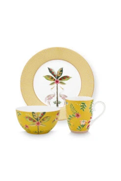 Pip Studio 3tlg. Geschirr "Set/3 Breakfast Set La Majorelle" In Gelb