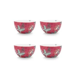 Pip Studio 4er-set: Geschirr "Set/4 Bowls Flower Festival" In Rosa - (D) 12cm