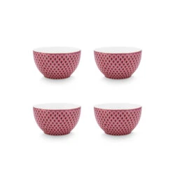 Pip Studio 4er-set: Geschirr "Set/4 Bowls Flower Festival Scallop" In Rosa - (D)9,5cm