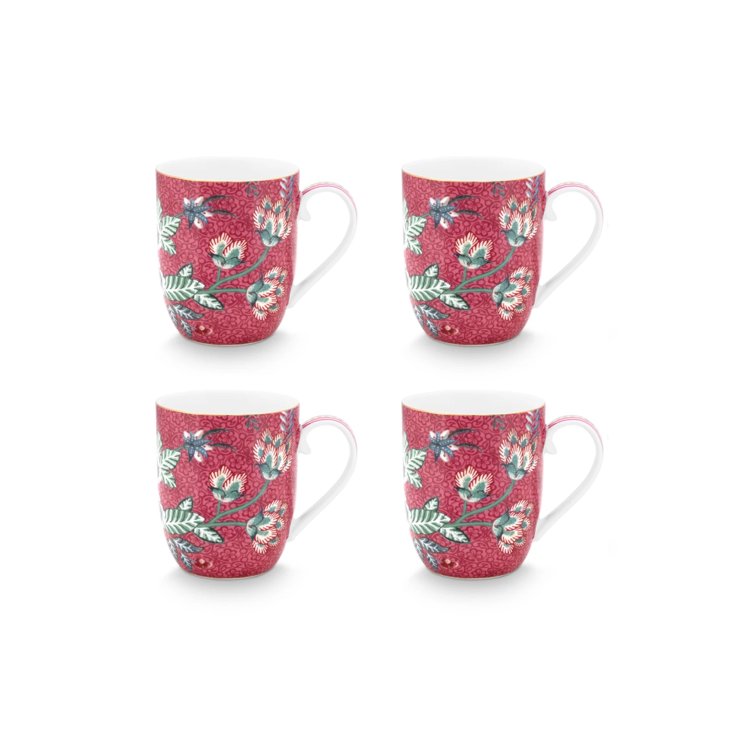 Pip Studio 4er-set: Geschirr "Set/4 Mugs Flower Festival" In Rosa 1 Pip Studio 4er-set: Geschirr "Set/4 Mugs Flower Festival" In Rosa