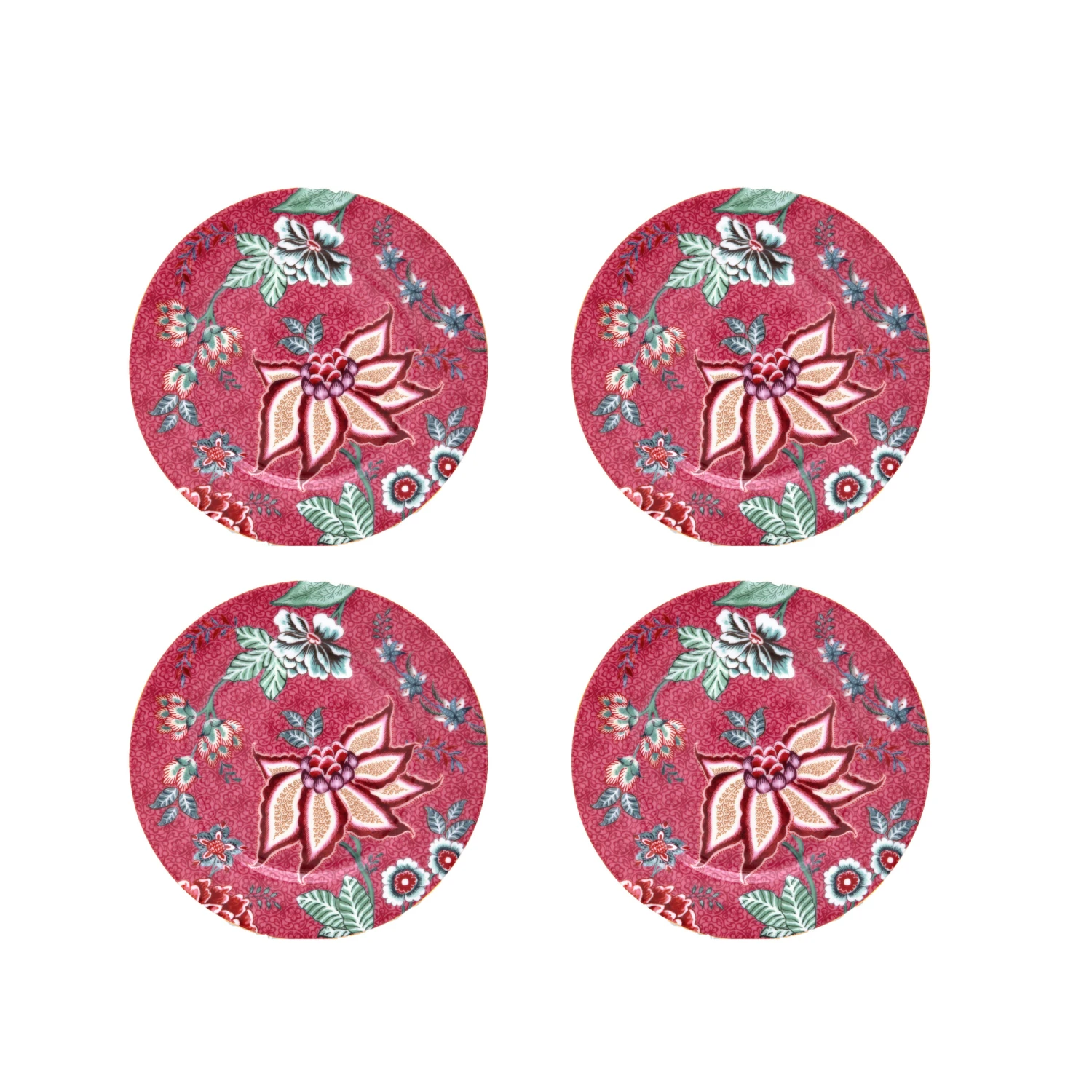 Pip Studio 4er-set: Geschirr "Set/4 Plates Flower Festival" In Rosa - 17cm 1 Pip Studio 4er-set: Geschirr "Set/4 Plates Flower Festival" In Rosa - 17cm
