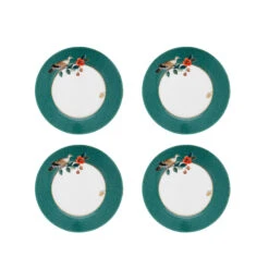 Pip Studio 4er-set: Geschirr "Set/4 Plates Winter Wonderland" In Grün