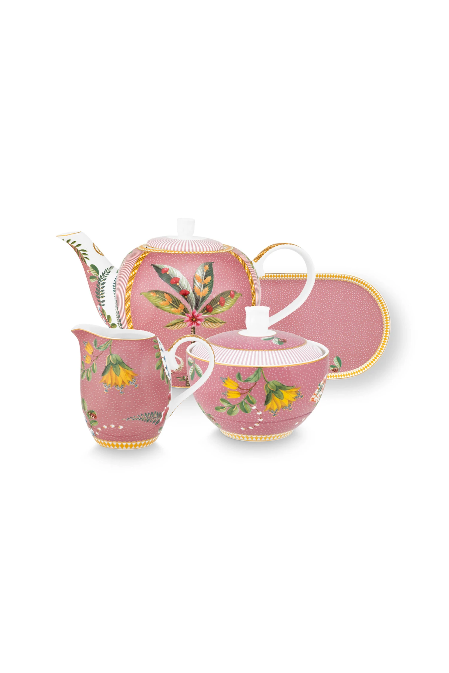 Pip Studio 4tlg: Teegeschirr "Tea Set La Majorelle" In Rosa 1 Pip Studio 4tlg: Teegeschirr "Tea Set La Majorelle" In Rosa