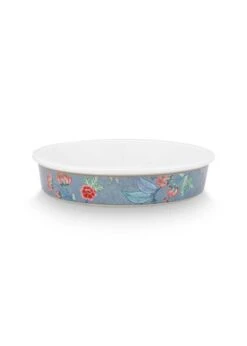Pip Studio Auflaufformen "Baking Dish Round Flower Festival" In Blau - (D) 25,5 Cm