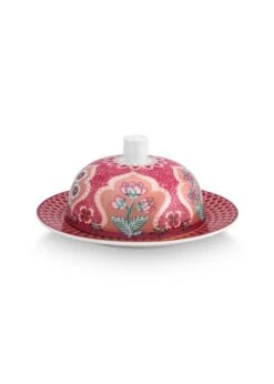 Pip Studio Geschirr "Butter Dish Round Flower Festival Deco" In Rosa - (L) 17 X (B) 8 Cm
