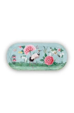 Pip Studio Geschirr "Cake Tray Rectangular Blushing Birds" In Blau - (L) 33.3 X (B)15.5 Cm