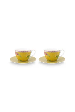 Pip Studio Set/2 Cups & Saucers La Majorelle Yellow 280ml