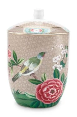 Pip Studio Vorratsbehälter "Storage Jar Blushing Birds" In Kaki - 1500 Ml