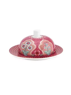 PIP STUDIO, Butterdose Rund 17x8cm Flower Festival Dark Pink