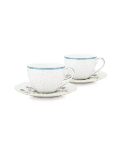 PIP STUDIO, Cappuccinotasse Mit Untertasse 2er Set 280mlJolie Dots Gold