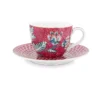PIP STUDIO, Espressotasse Mit Untertasse 120ml Flower Festival Dark Pink