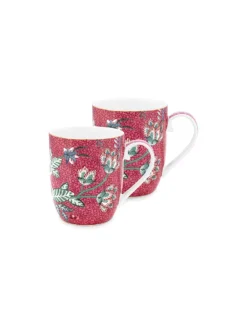 PIP STUDIO, Henkelbecher2er Set Small 145mlFlower Festival Dark Pink